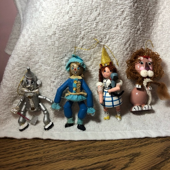 Vintage Kurt S. Adler Wizard of Oz wooden ornaments Dorothy Scarecrow Lion Tin M - Picture 1 of 14